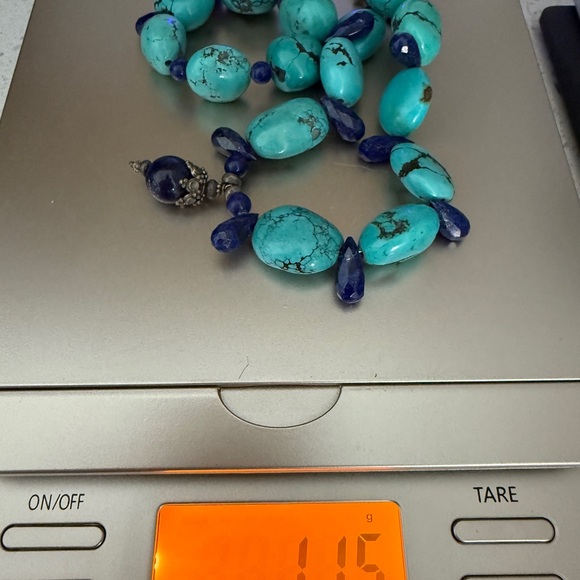 Turquoise and Lapis Necklace with Sterling Silver Clasp - Picture 8 of 8